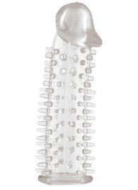 Прозрачная насадка на половой член с закрытой головкой и шипами - 12,5 см. - Toyfa Basic - в Рязани купить с доставкой