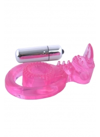 Розовая вибронасадка со стимулятор клитора   Язычок - Toyfa Basic - в Рязани купить с доставкой