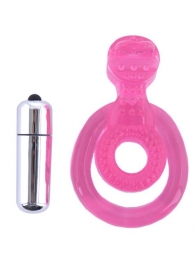 Розовая вибронасадка со стимулятор клитора   Язычок - Toyfa Basic - в Рязани купить с доставкой