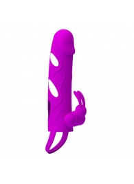 Лиловая вибронасадка на пенис с подхватом мошонки - Baile - в Рязани купить с доставкой