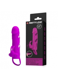 Лиловая вибронасадка на пенис с подхватом мошонки - Baile - в Рязани купить с доставкой