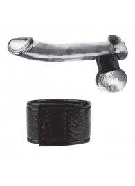 Чёрная утяжка на мошонку 1  Velcro Ball Stretcher - BlueLine - купить с доставкой в Рязани