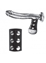 Чёрная утяжка на кнопках 100% PVC STRAP WITH METAL SNAP - BlueLine - купить с доставкой в Рязани