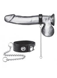 Утяжка на пенис с поводком Snap Cock Ring With 12  Leash - BlueLine - купить с доставкой в Рязани