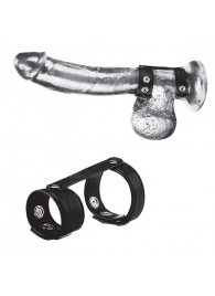 Утяжка на пенис с клёпками Duo Snap Cock And Ball Ring - BlueLine - купить с доставкой в Рязани
