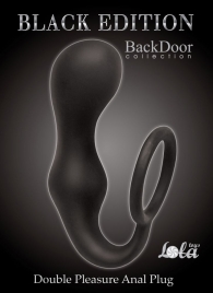 Чёрное эрекционное кольцо с анальной пробкой Double Pleasure Anal Plug - Lola Games - в Рязани купить с доставкой