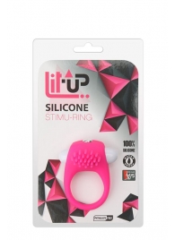 Розовое эрекционное кольцо с щеточкой LIT-UP SILICONE STIMU RING 5 - Dream Toys - в Рязани купить с доставкой