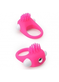 Розовое эрекционное кольцо с щеточкой LIT-UP SILICONE STIMU RING 5 - Dream Toys - в Рязани купить с доставкой