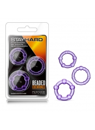 Набор из 3 фиолетовых эрекционных колец Stay Hard Beaded Cockrings - Blush Novelties - в Рязани купить с доставкой