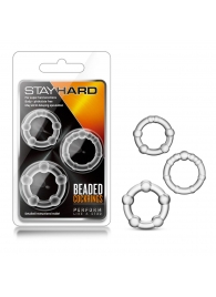 Набор из 3 прозрачных эрекционных колец Stay Hard Beaded Cockrings - Blush Novelties - в Рязани купить с доставкой