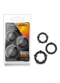 Набор из 3 чёрных эрекционных колец Stay Hard Beaded Cockrings - Blush Novelties - в Рязани купить с доставкой