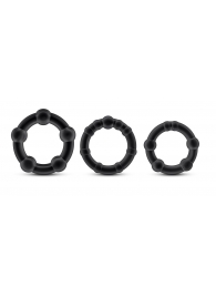 Набор из 3 чёрных эрекционных колец Stay Hard Beaded Cockrings - Blush Novelties - в Рязани купить с доставкой