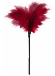 Пластиковая метелочка с красными пёрышками Small Feather Tickler - 32 см. - Blush Novelties - купить с доставкой в Рязани