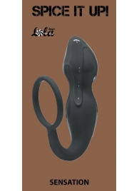 Серое эрекционное кольцо Sensation с анальным стимулятором - Lola Games - в Рязани купить с доставкой