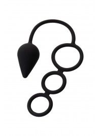 Тройное эрекционное кольцо с анальным хвостом Drop M-size - Erotist Adult Toys - в Рязани купить с доставкой