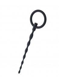 Чёрный уретральный плаг с кольцом - ToyFa - купить с доставкой в Рязани