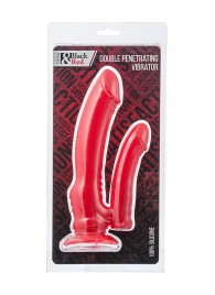 Красный вибратор для двойного проникновения - 19,5 см.