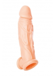 Телесная насадка на пенис с фиксацией мошонки - 18,5 см. - ToyFa - в Рязани купить с доставкой