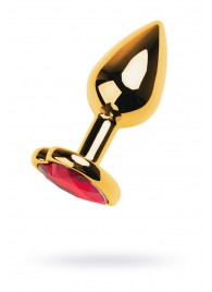 Золотистая анальная пробка с кристаллом-сердцем - 7,5 см. - ToyFa - купить с доставкой в Рязани