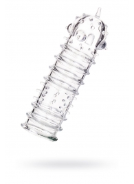 Прозрачная насадка на пенис TOYFA A-Toys с ребрами и точками - 15,3 см. - A-toys - в Рязани купить с доставкой