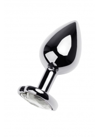 Серебристая анальная пробка с прозрачным кристаллом-сердцем - 8 см. - ToyFa - купить с доставкой в Рязани