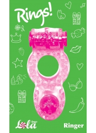 Розовое эрекционное кольцо с вибрацией Rings Ringer - Lola Games - в Рязани купить с доставкой