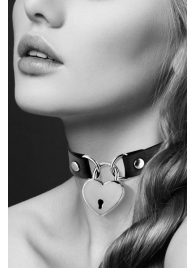 Черный чокер с замком в форме сердца - Bijoux Pour Toi - купить с доставкой в Рязани