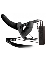 Чёрный вибрострапон с вагинальной пробкой Double Thruster - 17 см. - NMC - купить с доставкой в Рязани