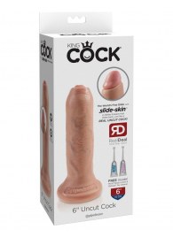 Телесный необрезанный фаллоимитатор на присоске 6  Uncut Cock - 16,5 см. - Pipedream