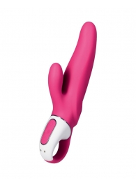 Ярко-розовый вибратор Mr. Rabbit с клиторальным отростком - 22,1 см. - Satisfyer