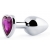 Серебристая анальная пробка с фиолетовым кристаллом-сердечком - 8 см. - Anal Jewelry Plug - купить с доставкой в Рязани