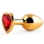 Золотистая анальная пробка с красным стразом-сердечком - 8 см. - Anal Jewelry Plug - купить с доставкой в Рязани