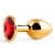 Золотистая анальная пробка с красным стразом - 7,2 см. - Anal Jewelry Plug - купить с доставкой в Рязани