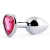 Серебристая анальная пробка с розовым кристаллом-сердечком - 7 см. - Anal Jewelry Plug - купить с доставкой в Рязани