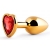 Золотистая анальная пробка с красным стразом-сердечком - 7 см. - Anal Jewelry Plug - купить с доставкой в Рязани