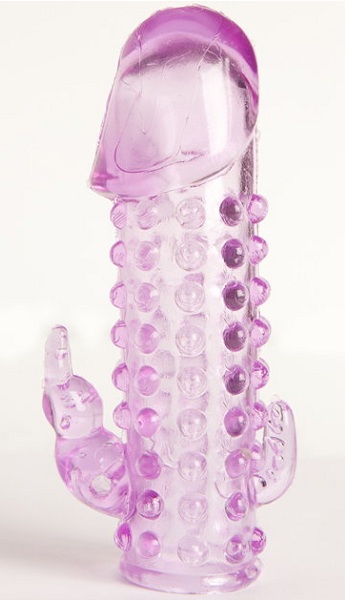 Закрытая фиолетовая насадка с 2 отростками - 13 см. - Toyfa Basic - в Рязани купить с доставкой