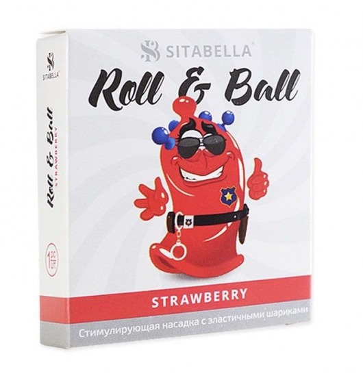 Стимулирующий презерватив-насадка Roll   Ball Strawberry - Sitabella - купить с доставкой в Рязани