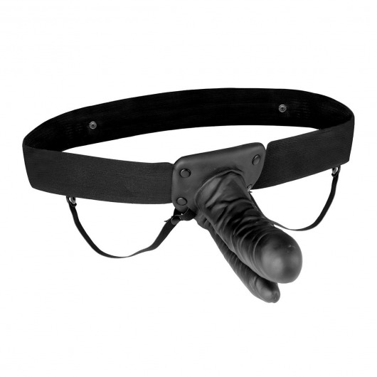 Полый страпон с двумя отростками и вибрацией Unisex Vibrating Hollow Strap-On Double Penetrating Dildo - 17,8 см. - Lux Fetish - купить с доставкой в Рязани