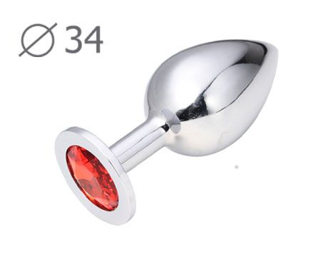 Коническая серебристая анальная втулка с красным кристаллом - 8,2 см. - Anal Jewelry Plug - купить с доставкой в Рязани