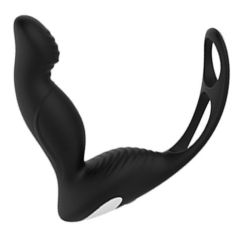 Черный вибромассажер простаты P-PLEASER W ERECTION ENHANCE - Dream Toys - в Рязани купить с доставкой