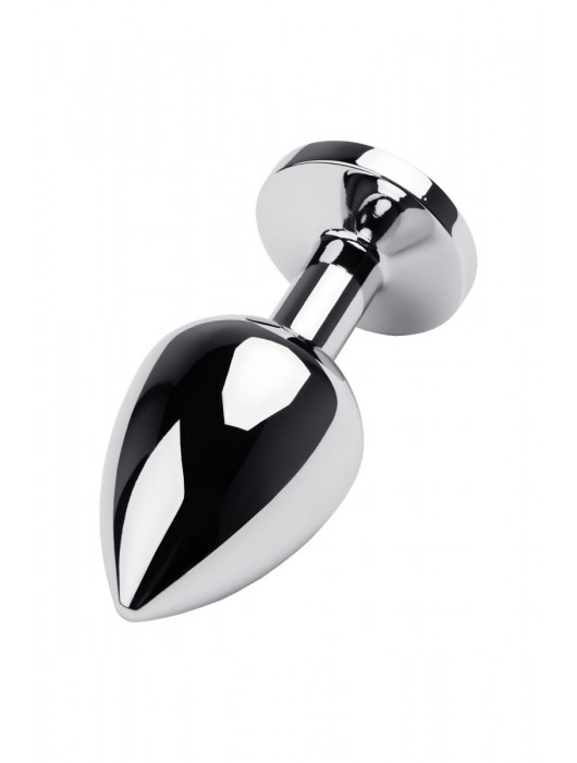 Серебристая коническая анальная пробка с красным кристаллом - 8 см. - ToyFa - купить с доставкой в Рязани