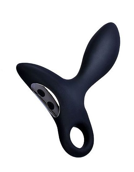 Черный силиконовый анальный вибромассажер Erokey с колечком-ограничителем - Erokay - в Рязани купить с доставкой