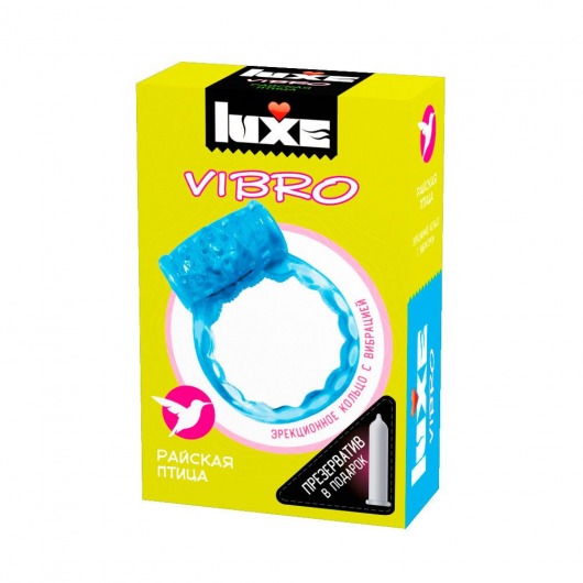 Голубое эрекционное виброкольцо Luxe VIBRO  Райская птица  + презерватив - Luxe - в Рязани купить с доставкой