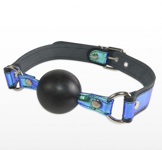 Кляп-шарик на чёрно-синих ремешках - Sitabella - купить с доставкой в Рязани