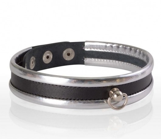 Узкий серебристо-черный ошейник - Sitabella - купить с доставкой в Рязани