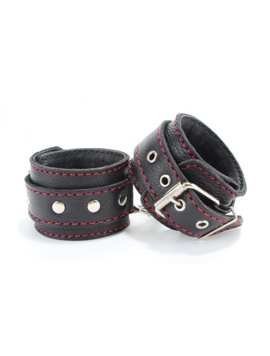 Черный бондажный набор с красной строчкой - БДСМ Арсенал - купить с доставкой в Рязани