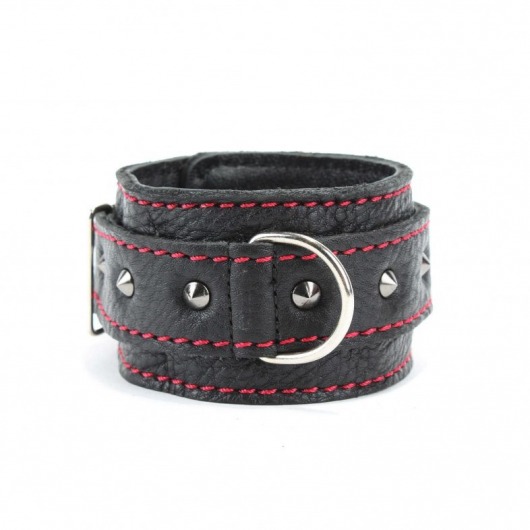 Черные наручники из натуральной кожи на карабинах - БДСМ Арсенал - купить с доставкой в Рязани