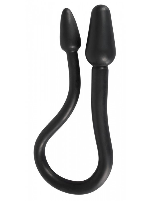 Черный двусторонний анальный плаг с гибким соединением Double Plug - Orion