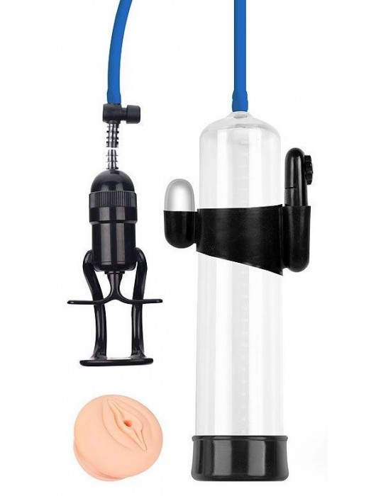 Прозрачная вакуумная вибропомпа Sex Expert с насадкой-вагиной - Sex Expert - в Рязани купить с доставкой