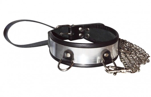 Стильный ошейник с металлическим блеском и поводком - Sitabella - купить с доставкой в Рязани